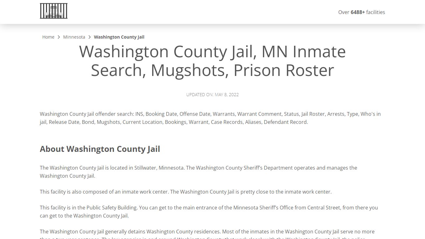 Washington County Jail, MN Inmate Search, Mugshots, Prison ...